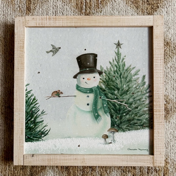 Vintage inspired Winter Woodland Snowman Light Up Picture - Picture 1 of 6